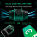Mars Hydro TS1000 150W 2.6' x 2.6' Smart Grow Tent Kit – iControl System A promotional graphic for a dual-control smart grow light. The main product is shown in the center as a green and black cylindrical device with a central dial.
