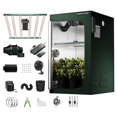 Mars Hydro FC4800 480W 4x4 Pro Smart Grow Tent Kit with iHub Pro with all pro accessories on white background 