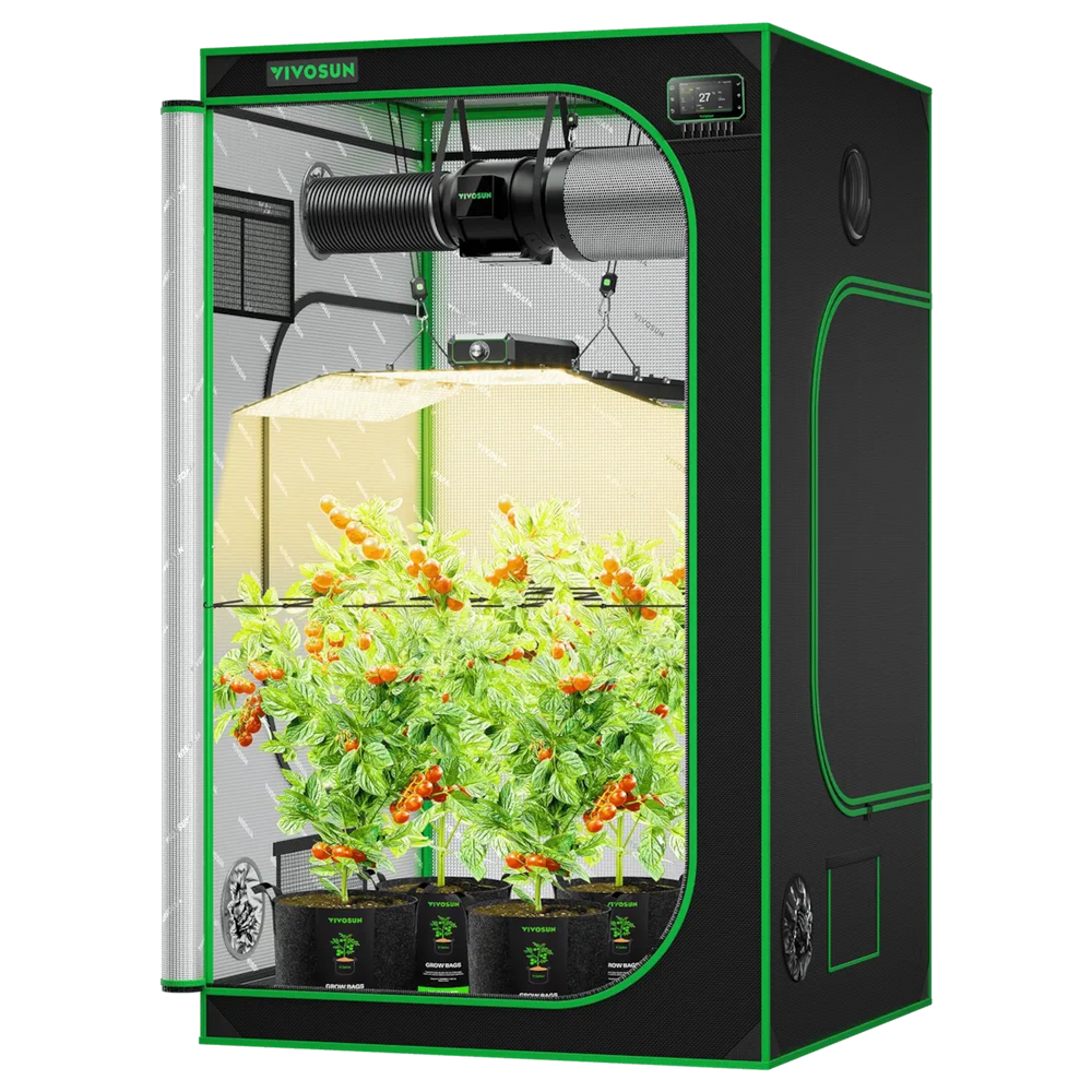 Vivosun 4x4 Smart Grow Tent Kit – 400W LumaLight & GrowHub E42A+ full view on white backgronud 