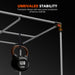 Spider Farmer 3x3x6 Grow Tent Kit – SF2000PRO EVO LED, Smart GGS Controller Gym rack with a 120 lbs kettlebell, emphasizing stability and design on a black background.