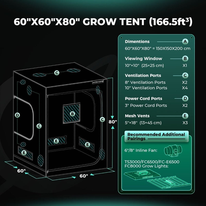 Mars Hydro TS3000 5'x5' Grow Tent Kit – 450W Full Spectrum LED, Complete Indoor Setup