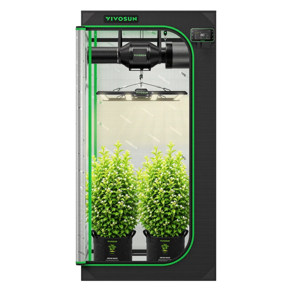 Vivosun 3x3 Smart Grow Tent Kit – 320W LumaLight & GrowHub E42A+ full view front facing 
