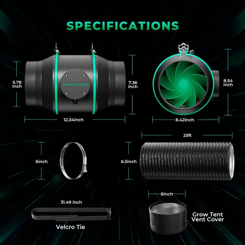 Mars Hydro FC6500-EVO LED Grow Light + 5'x5' Grow Tent Kit – Samsung Diodes, iFresh Ventilation, Full Indoor System