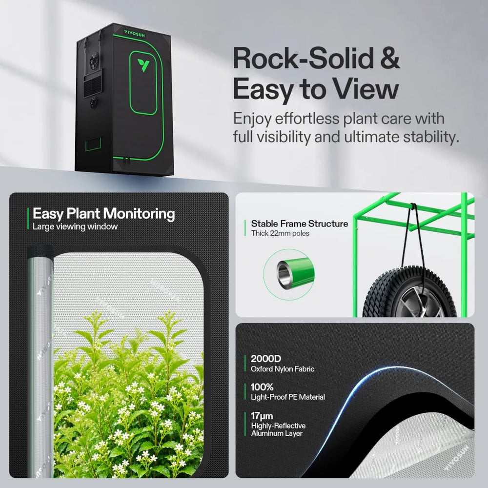 Vivosun 2x2 Smart Grow Tent Kit Pro – AeroLight Gen2 120W & GrowHub E42A+ Tent features 
