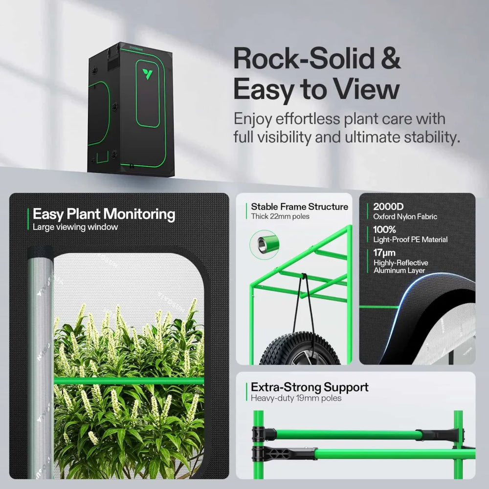 Vivosun 36x36x72 Pro grow tent with 2000D lightproof canvas, viewing window, heavy-duty frame and reflective interior