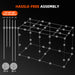 Spider Farmer 5x10x6.5 Grow Tent Kit – 2x G1000W Full Spectrum LED, Smart Climate Control Diagram of a Tent assembly process with labeled parts on a black background.