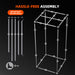 Assembly guide for a Spider Farmer 2.3x2.3x5.2 Smart Grow Tent Kit with GGS Controller – G1500 LED with components and dimensions on a black background