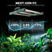 Mars Hydro FC1500 150W 2.6' x 2.6' Smart Grow Tent Kit with iControl A green next-generation FC grow light fixture shown above a cluster of green plants, with marketing text reading 'NEXT-GEN FC' and performance claims about cost, efficiency, and value.