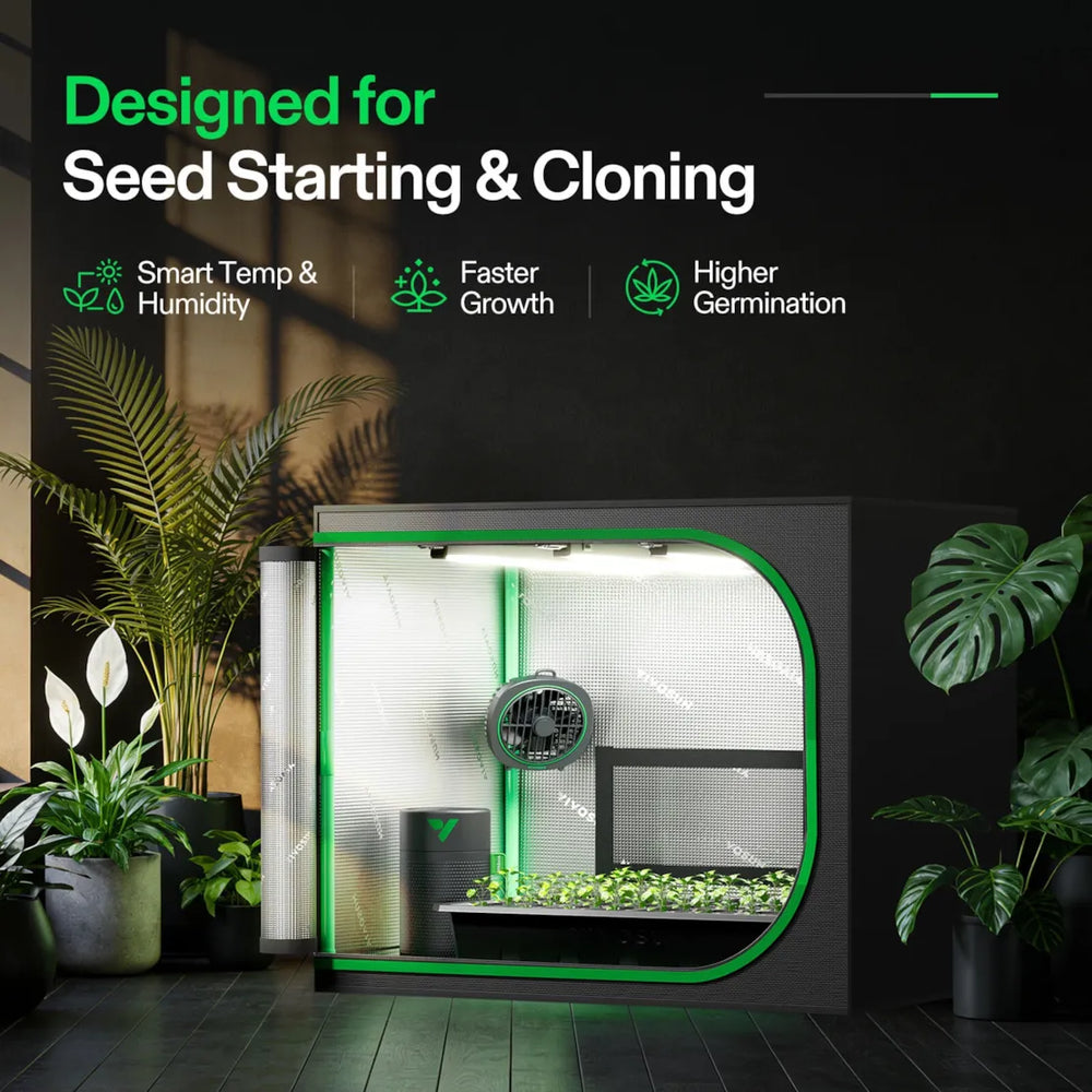 Vivosun Clone Tent Kit 24" x 16" x 20" with GrowHub A22 Controller specifically designed for seed starting and cloning with its features supporting that 