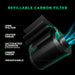 Mars Hydro FC6500 730W 5x5 Complete Grow Tent Kit Refillable carbon filter with labeled components on a black background