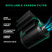 Mars Hydro TS600 2' × 2' Complete Grow Tent Kit – All-in-One Beginner Growing System Refillable carbon filter with labeled components on a black background