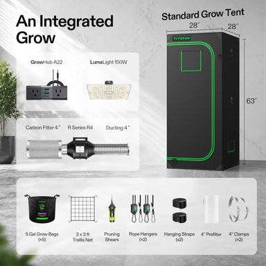 Vivosun 2.3x2.3 Starter Grow Tent Kit – 150W LumaLight & GrowHub A22 with included accessories 