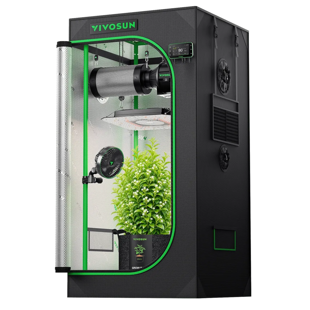 Vivosun 2x2 Smart Grow Tent Kit Pro – AeroLight Gen2 120W & GrowHub E42A+ full view front facing on white background 