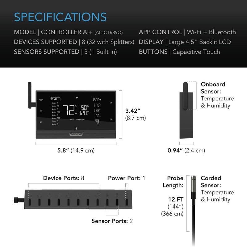 AC Infinity CONTROLLER AI+ Environmental Controller specifications