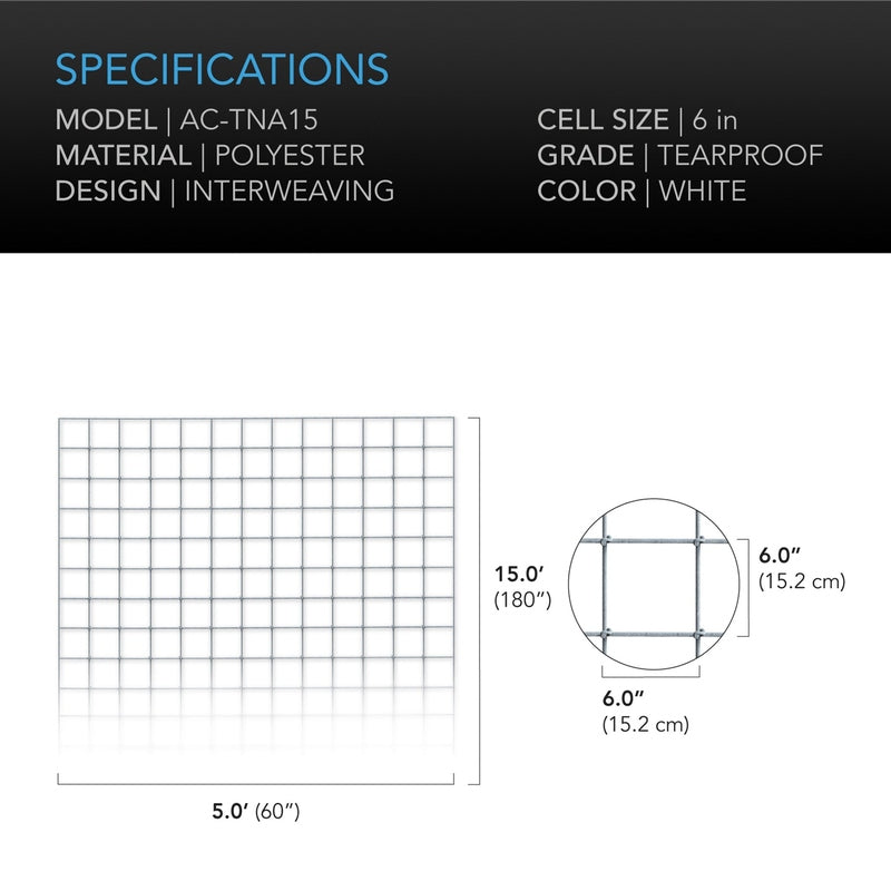 AC Infinity Polyester Plant Trellis Netting, 5x15' specifications 