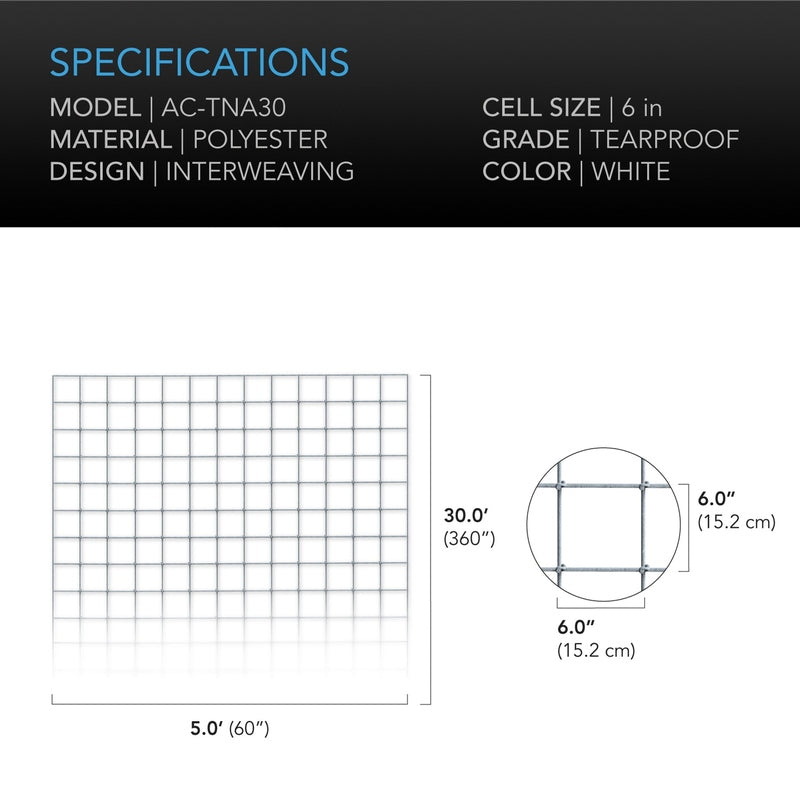 AC Infinity Polyester Plant Trellis Netting, 5x30' specifications 