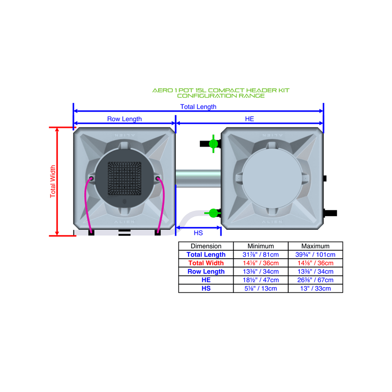 ALIEN AERO 1 Pot Hydroponic kit 1 row