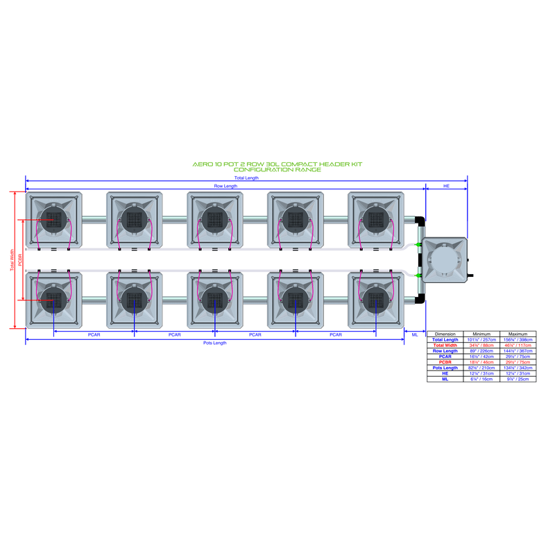 ALIEN AERO 10 Pot Hydroponic kit 2 row