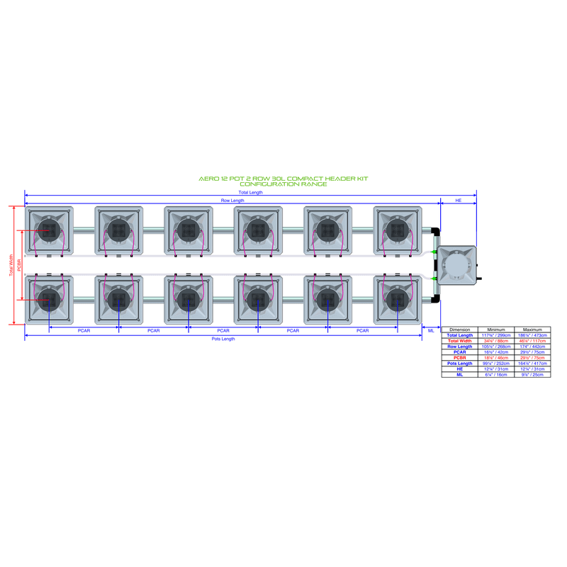 ALIEN AERO 12 Pot Hydroponic kit 2 row