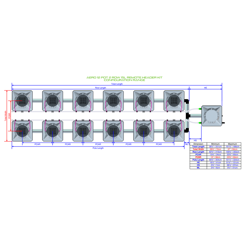 ALIEN AERO 12 Pot Hydroponic kit 2 row