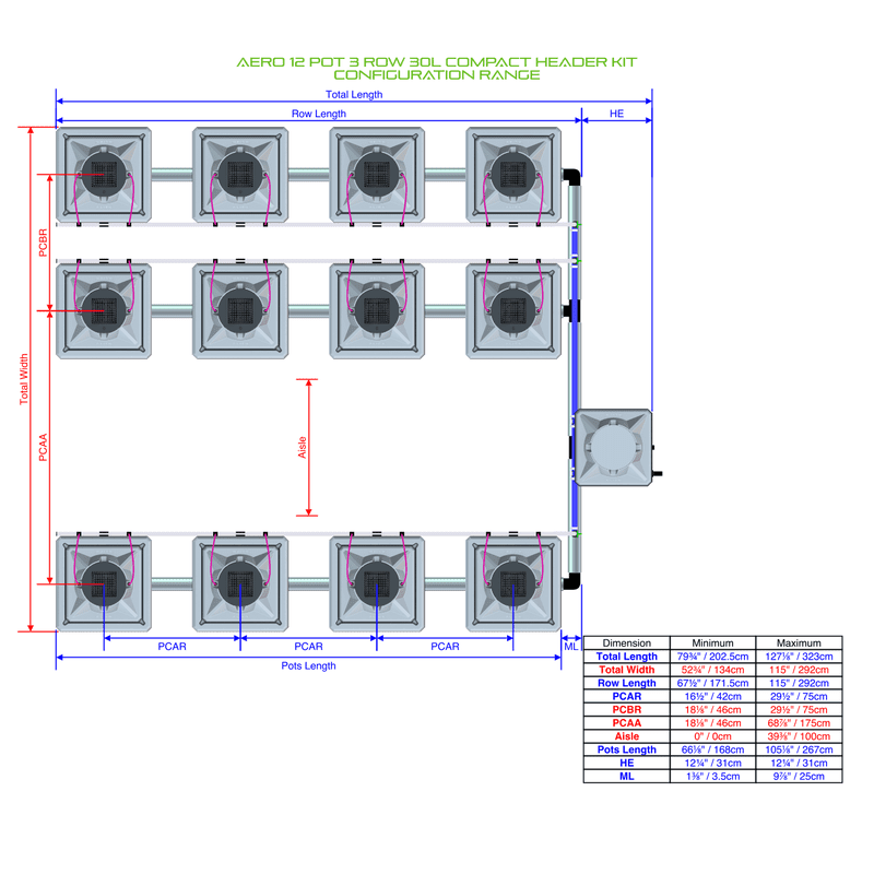 ALIEN AERO 12 Pot Hydroponic kit 3 row