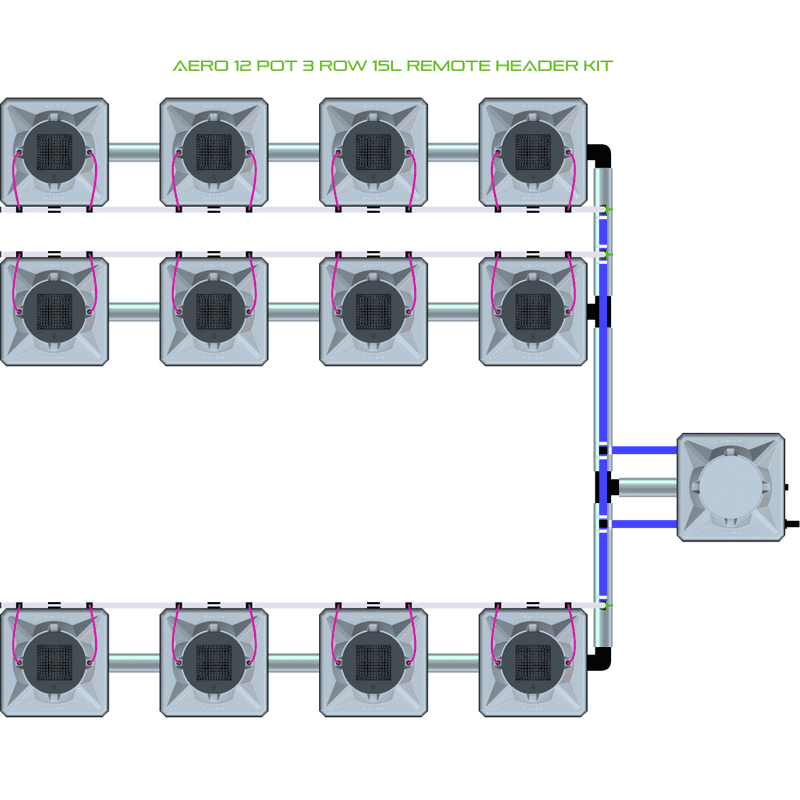 ALIEN AERO 12 Pot Hydroponic kit 3 row