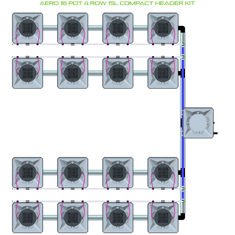 ALIEN AERO 16 Pot Hydroponic kit 4 row