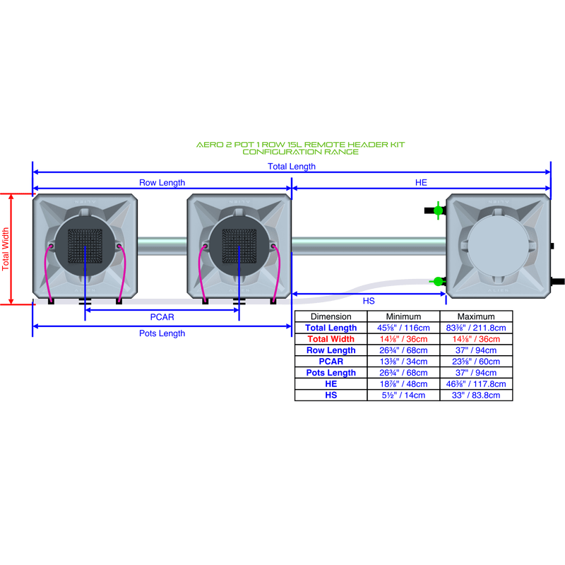 ALIEN AERO 2 Pot Hydroponic kit 1 row