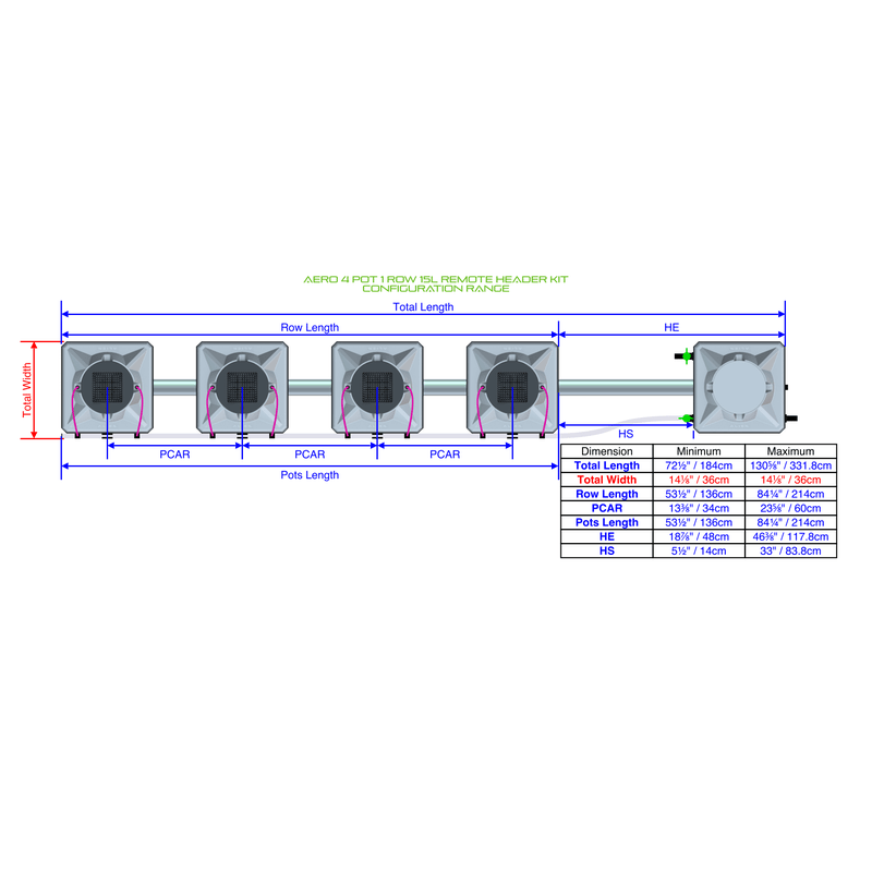 ALIEN AERO 4 Pot Hydroponic kit 1 row