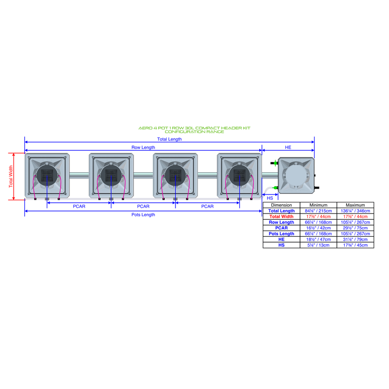 ALIEN AERO 4 Pot Hydroponic kit 1 row