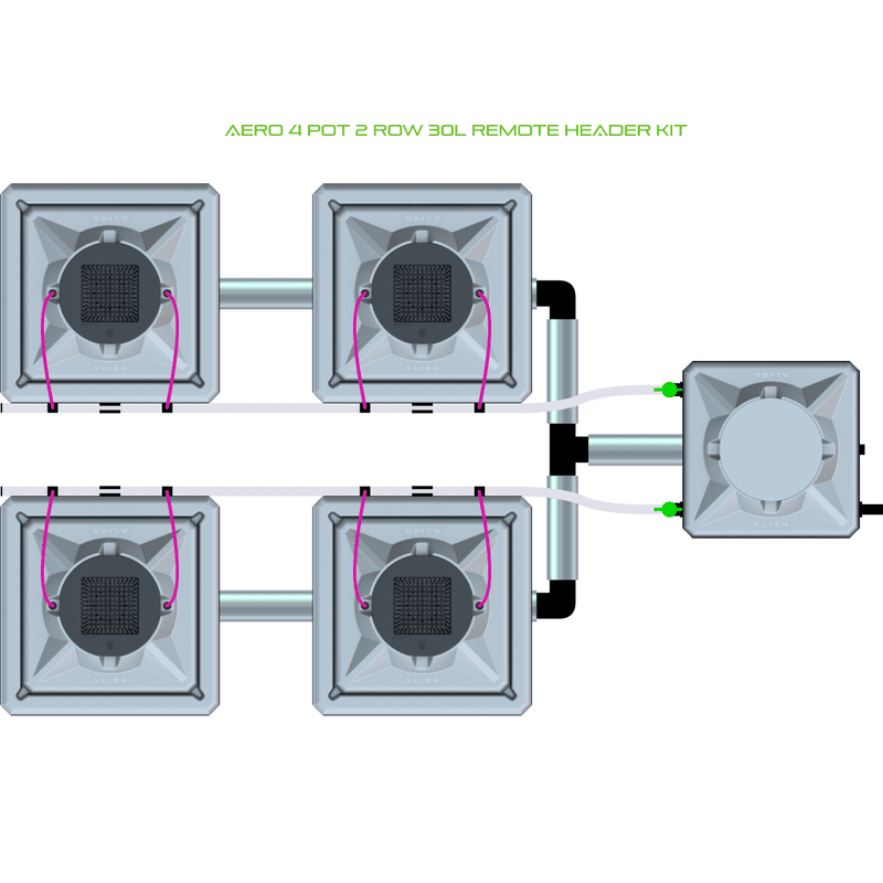 ALIEN AERO 4 Pot Hydroponic kit 2 row