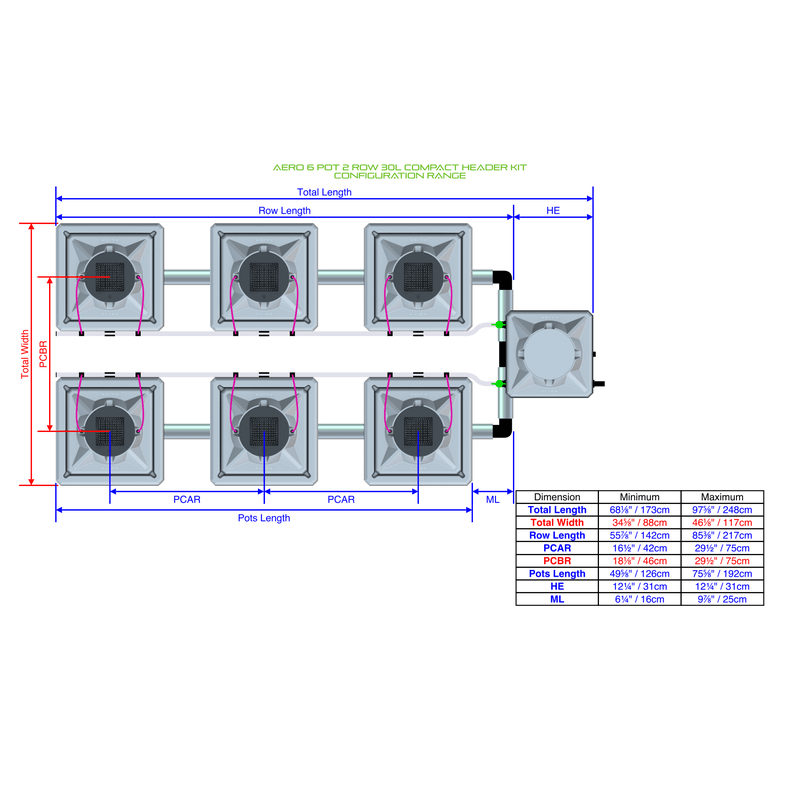 ALIEN AERO 6 Pot Hydroponic kit 2 row