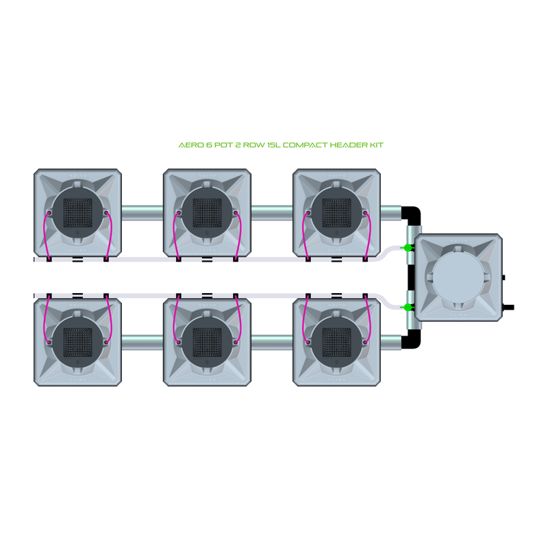 ALIEN AERO 6 Pot Hydroponic kit 2 row