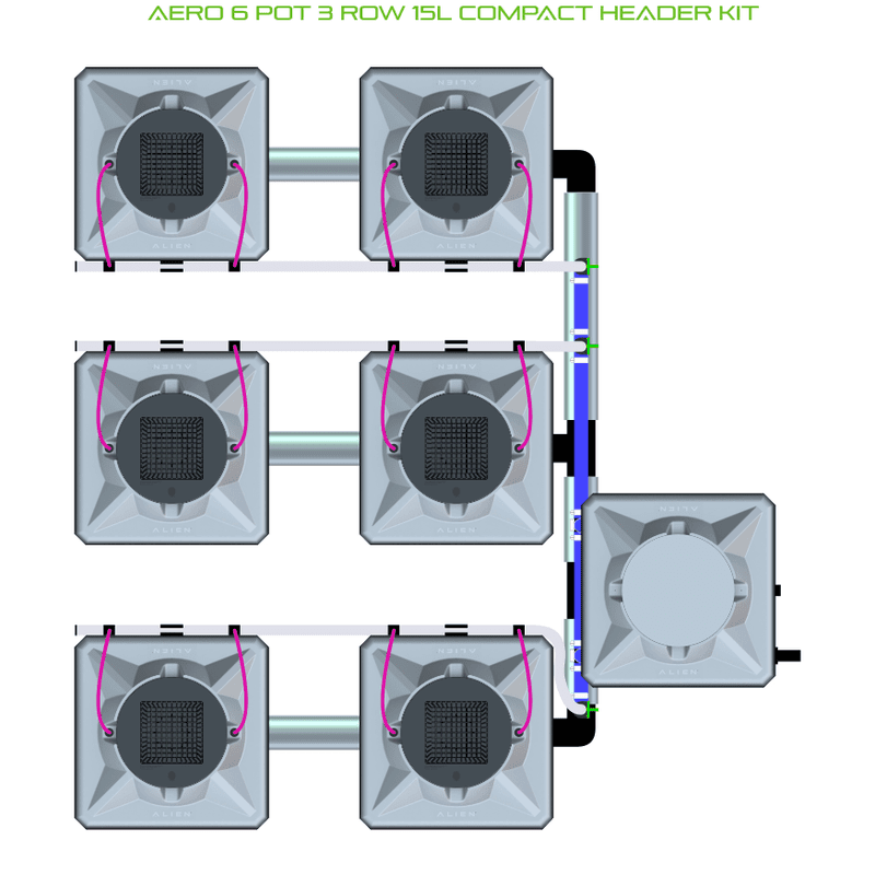 ALIEN AERO 6 Pot Hydroponic kit 3 row