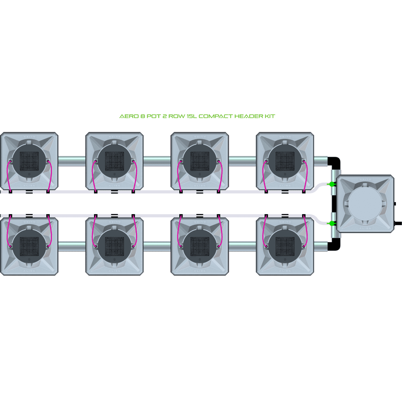 ALIEN AERO 8 Pot Hydroponic kit 2 row