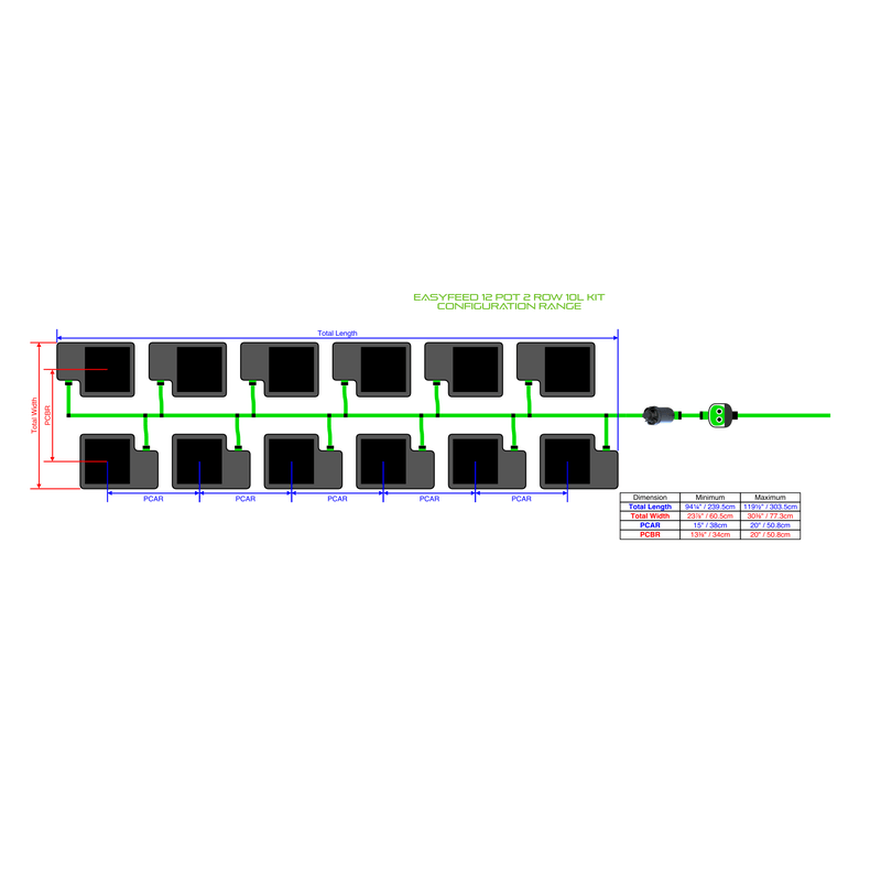 ALIEN EASYFEED 12 Pot Hydroponic kit 2 row