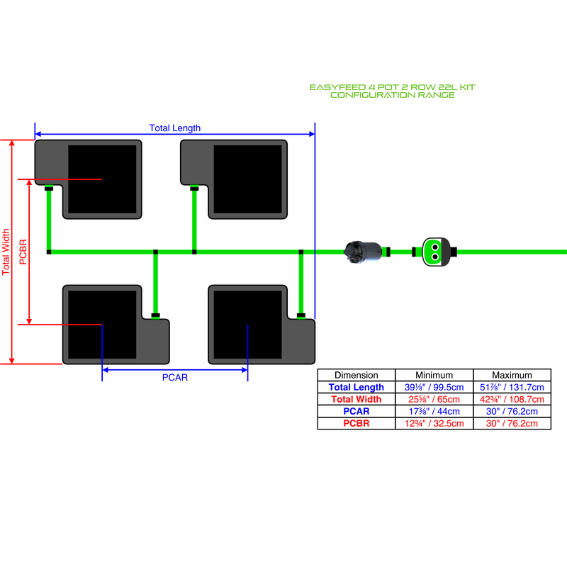 ALIEN EASYFEED 4 Pot Hydroponic kit 2 row