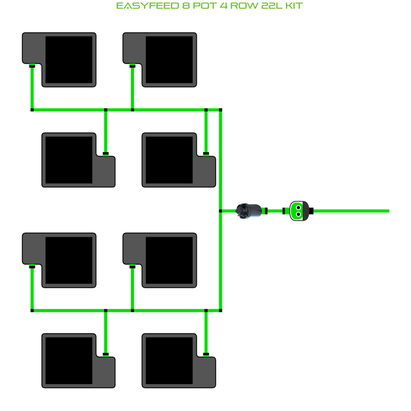 ALIEN EASYFEED 8 Pot Hydroponic kit 4 row