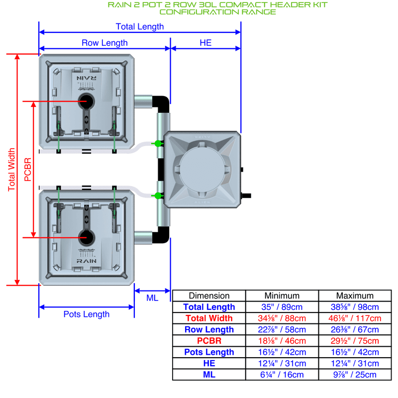 ALIEN RAIN 2 Pot Hydroponic kit 2 row