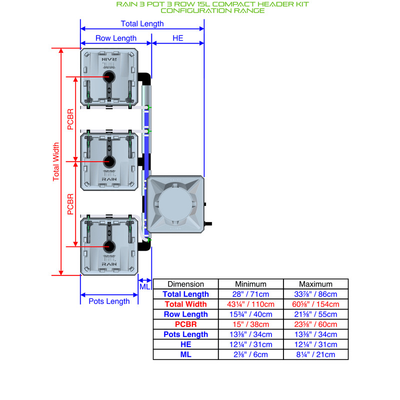 ALIEN RAIN 3 Pot Hydroponic kit 3 row