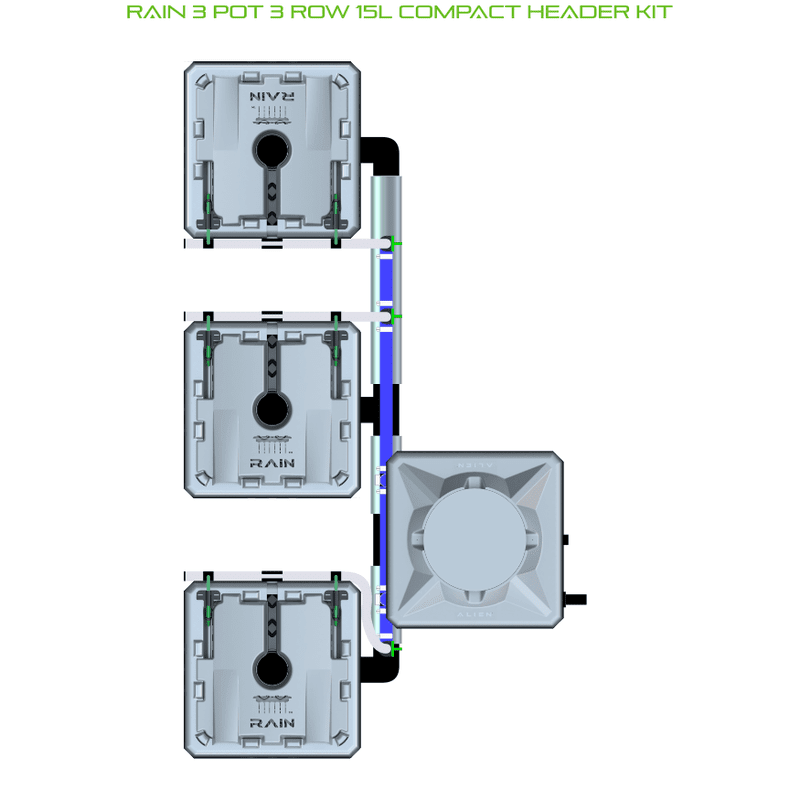 ALIEN RAIN 3 Pot Hydroponic kit 3 row