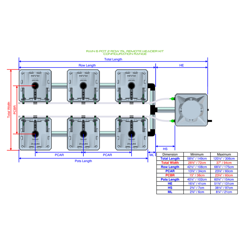 ALIEN RAIN 6 Pot Hydroponic kit 2 row