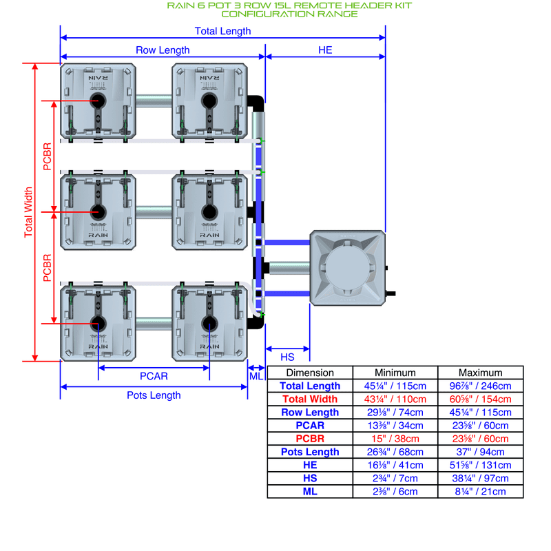 ALIEN RAIN 6 Pot Hydroponic kit 3 row