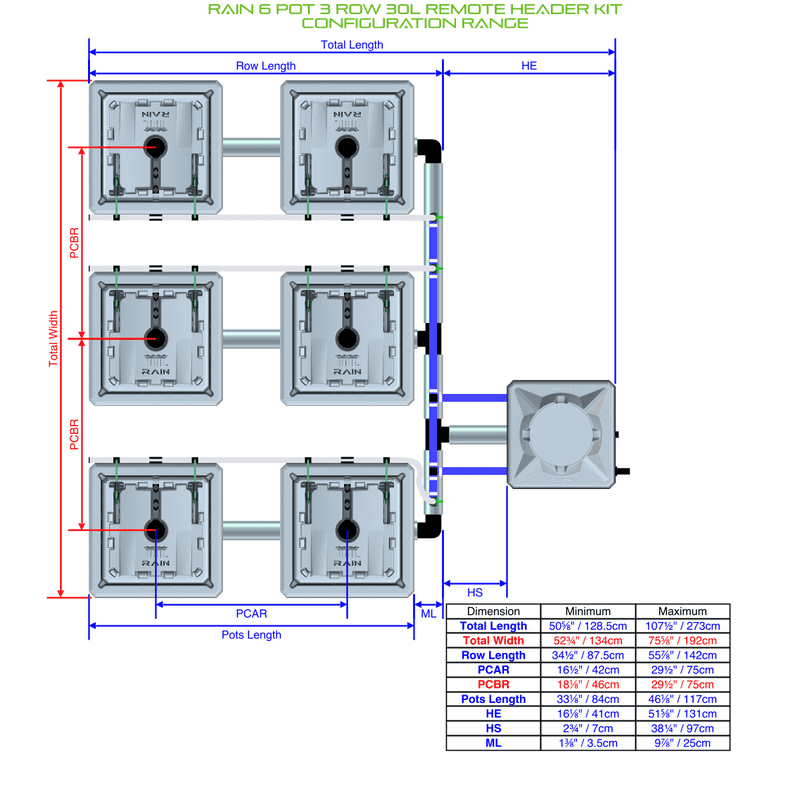 ALIEN RAIN 6 Pot Hydroponic kit 3 row