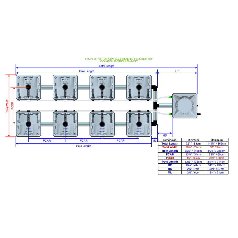 ALIEN RAIN 8 Pot Hydroponic kit 2 row