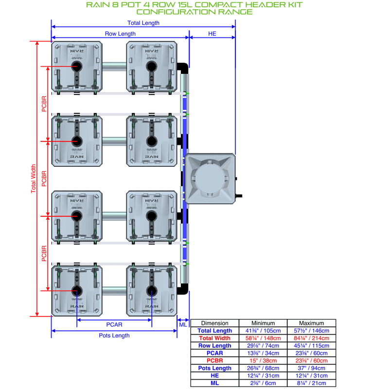 ALIEN RAIN 8 Pot Hydroponic kit 4 row