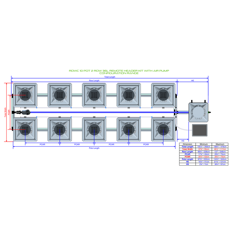 ALIEN RDWC 10 Pot Hydroponic kit 2 row