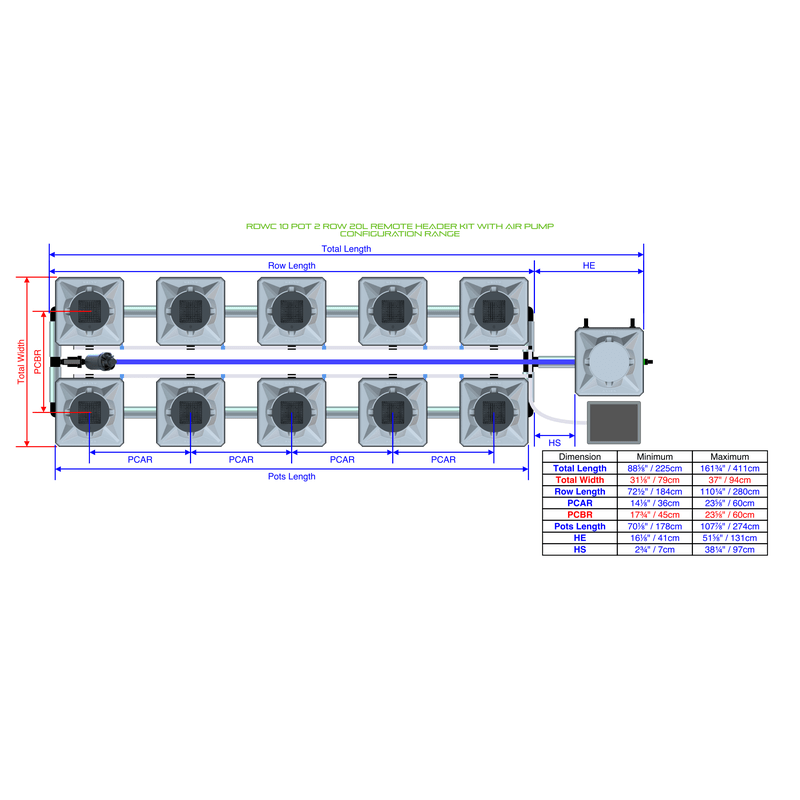 ALIEN RDWC 10 Pot Hydroponic kit 2 row