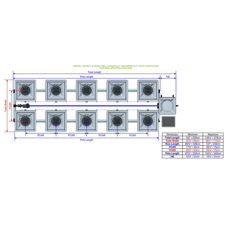 ALIEN RDWC 10 Pot Hydroponic kit 2 row