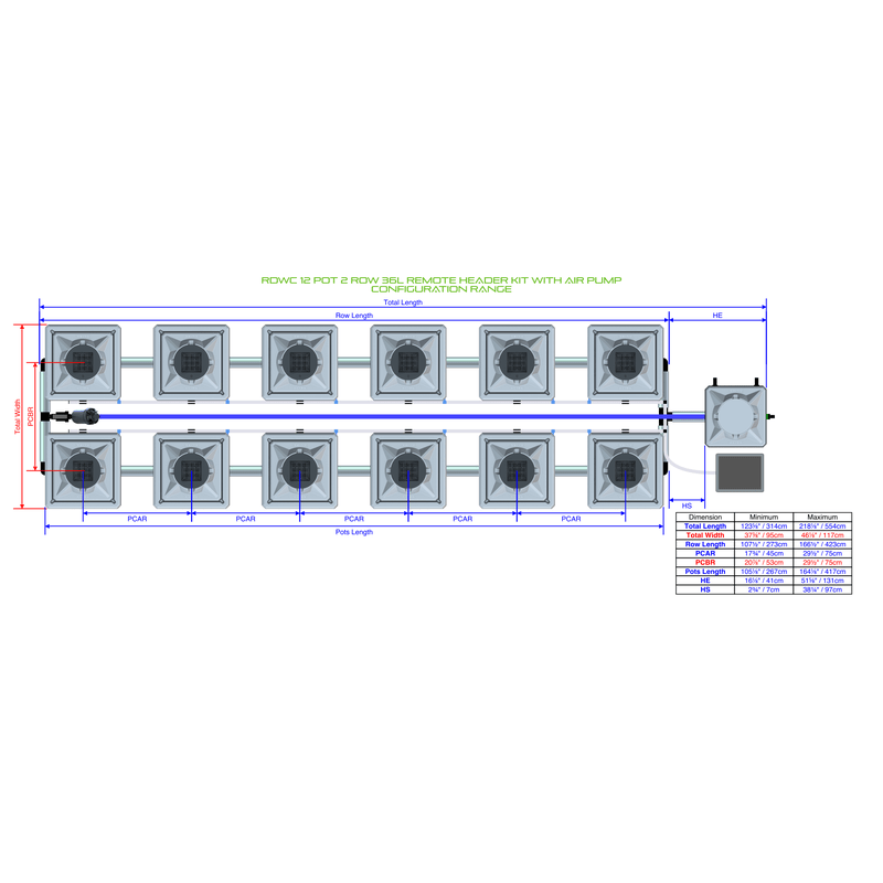 ALIEN RDWC 12 Pot Hydroponic kit 2 row